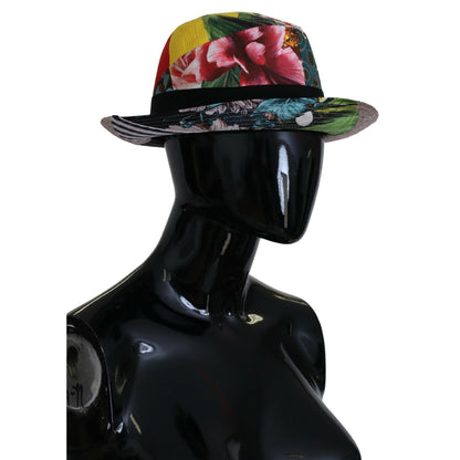 Dolce & Gabbana Multicolor Patchwork Women Fedora Wide Brim Hat on mannequin
