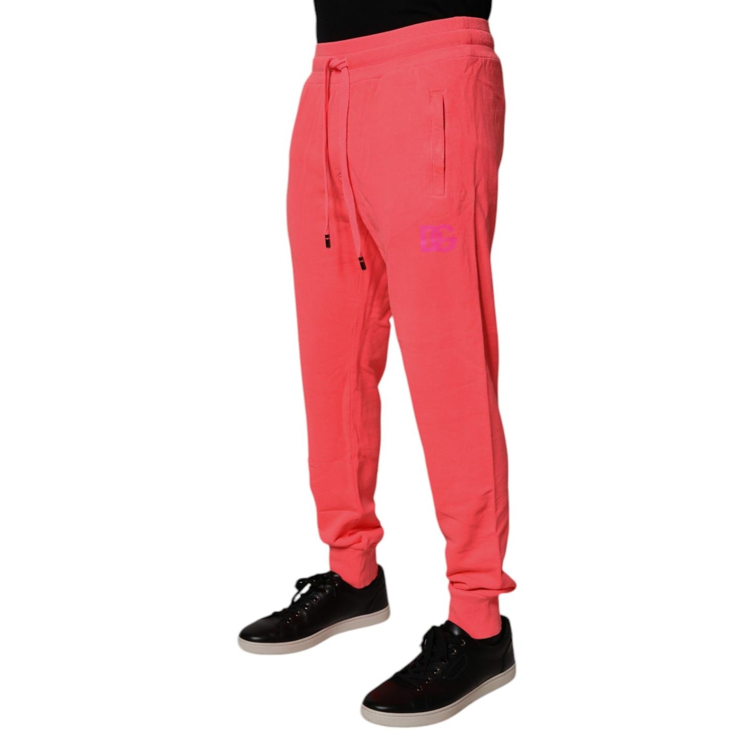 Dolce & Gabbana Neon Red Cotton Jogger Men Sweatpants Pants
