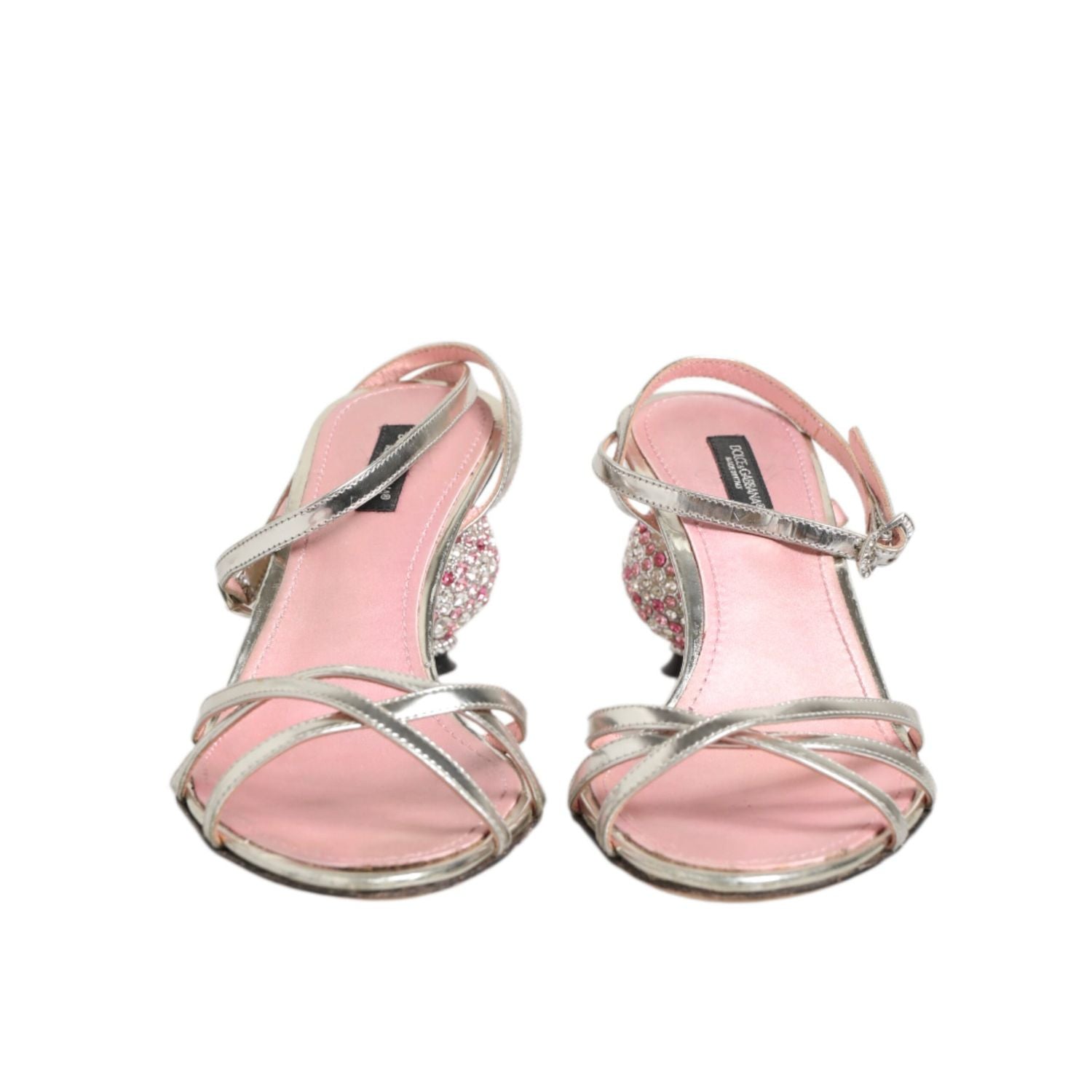 Dolce & Gabbana Pink Embellished Leather Ball-Heel Sandals  Shoes