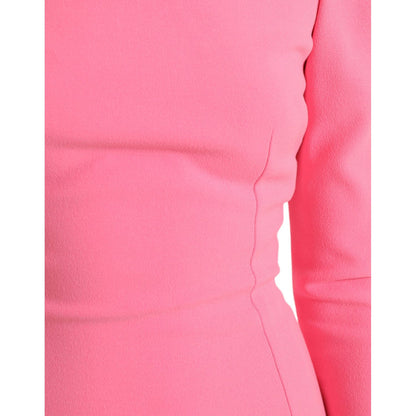 Dolce & Gabbana Pink Polyester Long Sleeves Sheath Midi Dress