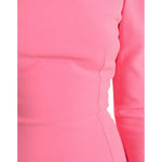 Dolce & Gabbana Pink Polyester Long Sleeves Sheath Midi Dress