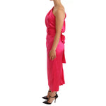 Dolce & Gabbana Pink Sheath Silk Bow Open Shoulder Dress