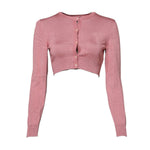 Dolce & Gabbana Pink Silk Cropped Crew Neck Cardigan Sweater