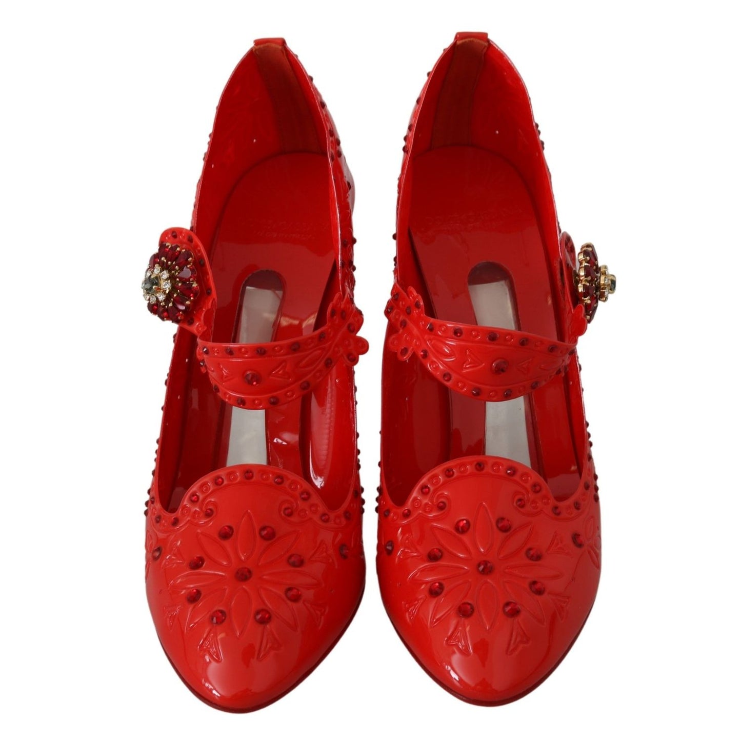 Dolce & Gabbana Red Floral Crystal CINDERELLA Heels Shoes