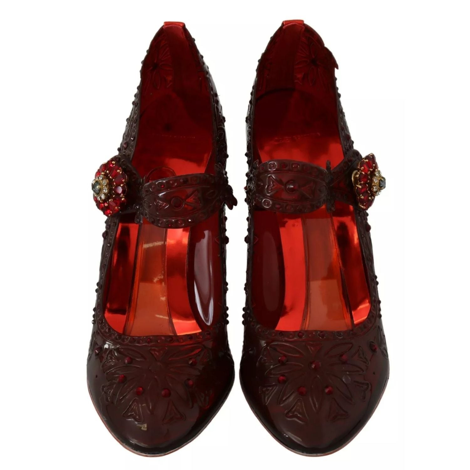 Dolce & Gabbana Red Floral Crystal Heels CINDERELLA Shoes