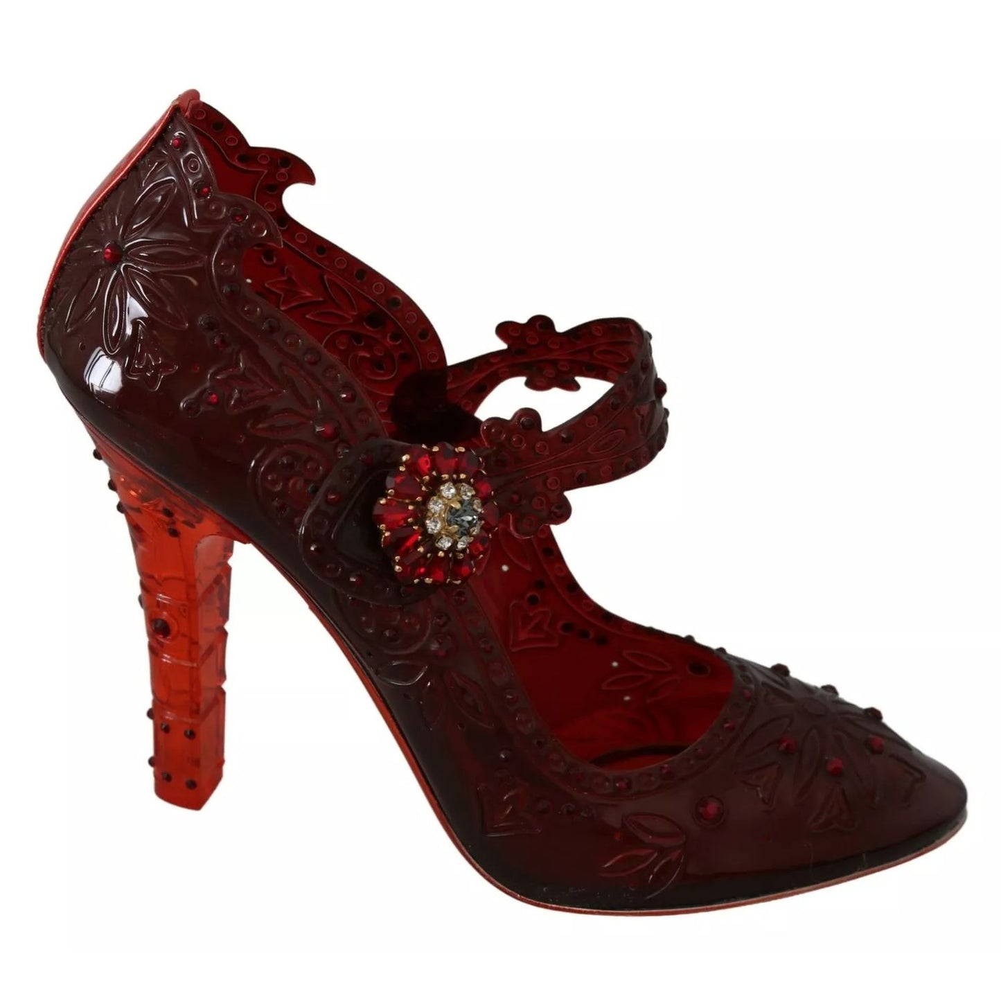 Dolce & Gabbana Red Floral Crystal Heels CINDERELLA Shoes