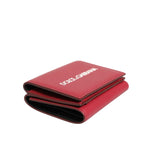 Dolce & Gabbana Red Leather Bold Logo Print Trifold Men Card Holder Wallet