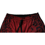 Dolce & Gabbana Red Leopard Print Polyester Men Jogger Pants