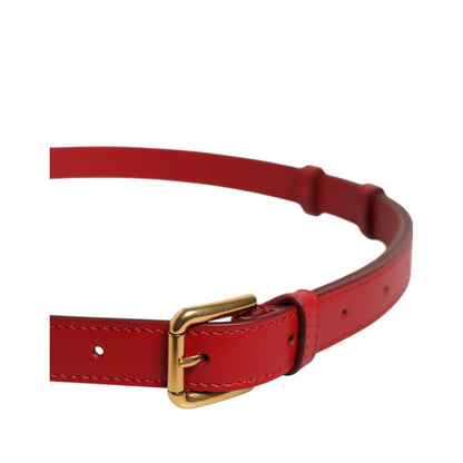 Dolce & Gabbana Red Logo Engraved Metal Waist Buckle Belt