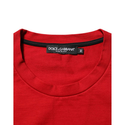 Dolce & Gabbana Red Logo Eye Print Cotton Short Sleeve T-shirt