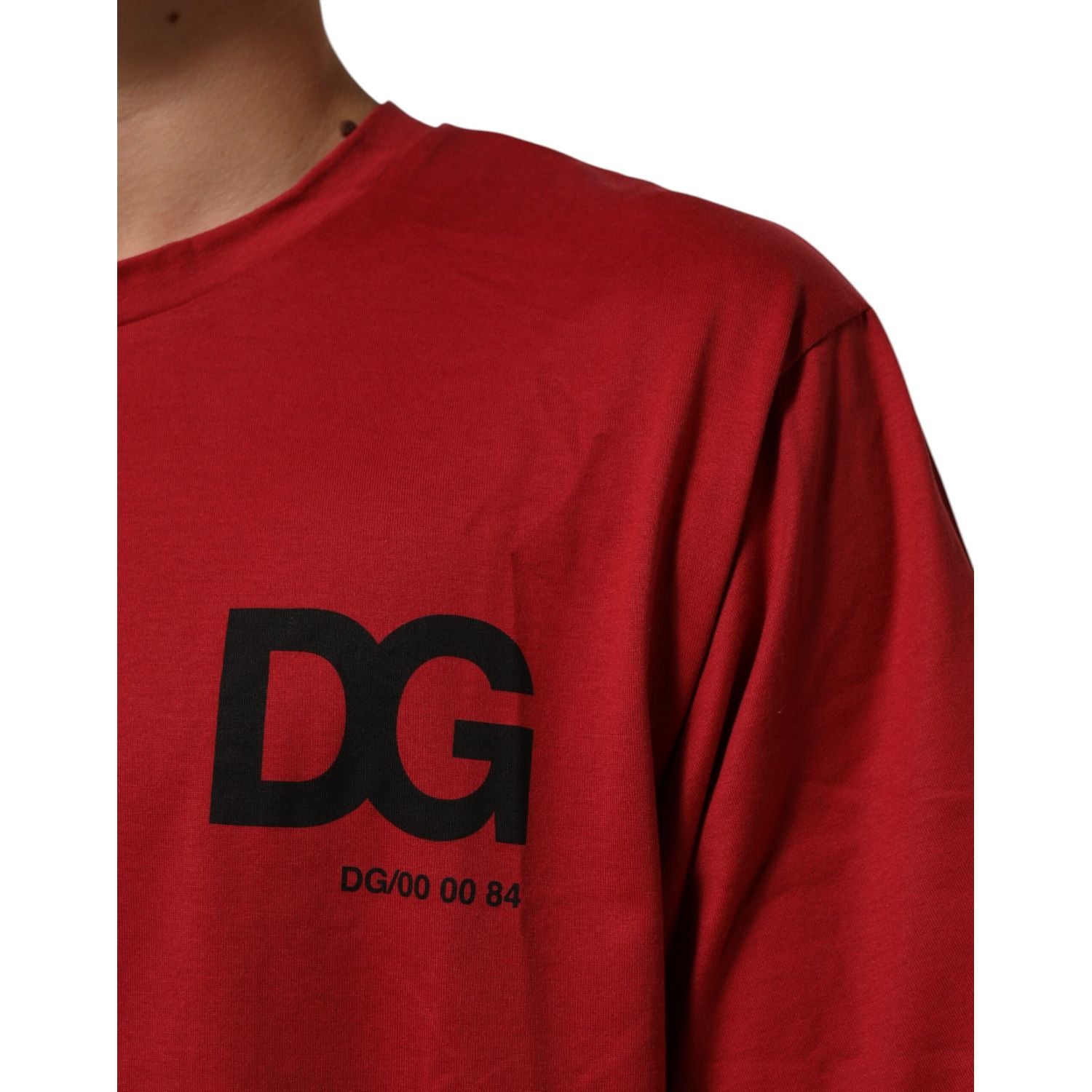 Dolce & Gabbana Red Logo Print Cotton Short Sleeve T-shirt