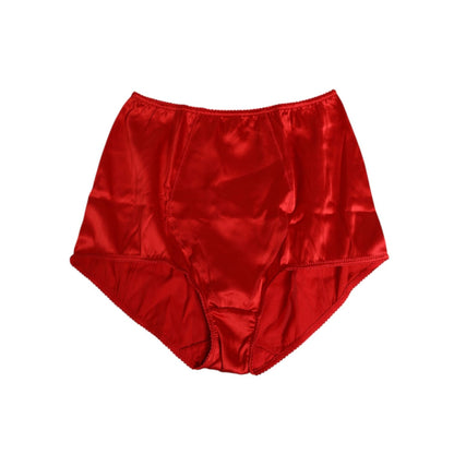Dolce & Gabbana Red Silk Satin High-Waist Briefs Women Underwear