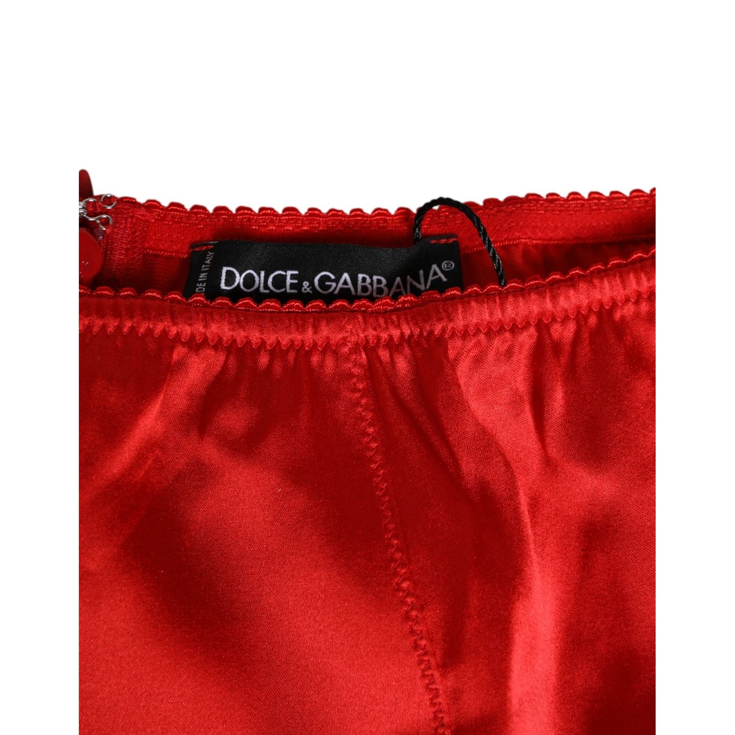 Dolce & Gabbana Red Silk Satin High-Waist Briefs Women Underwear