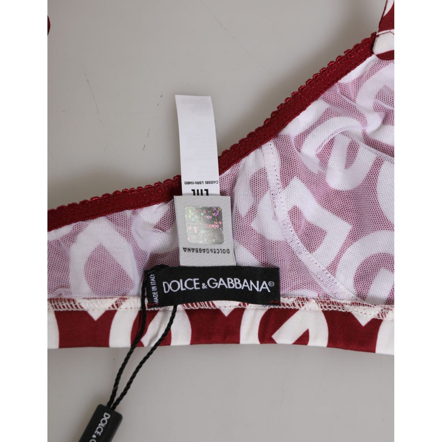 Dolce & Gabbana Red White Logo Mania Soft Cup Bra Underwear