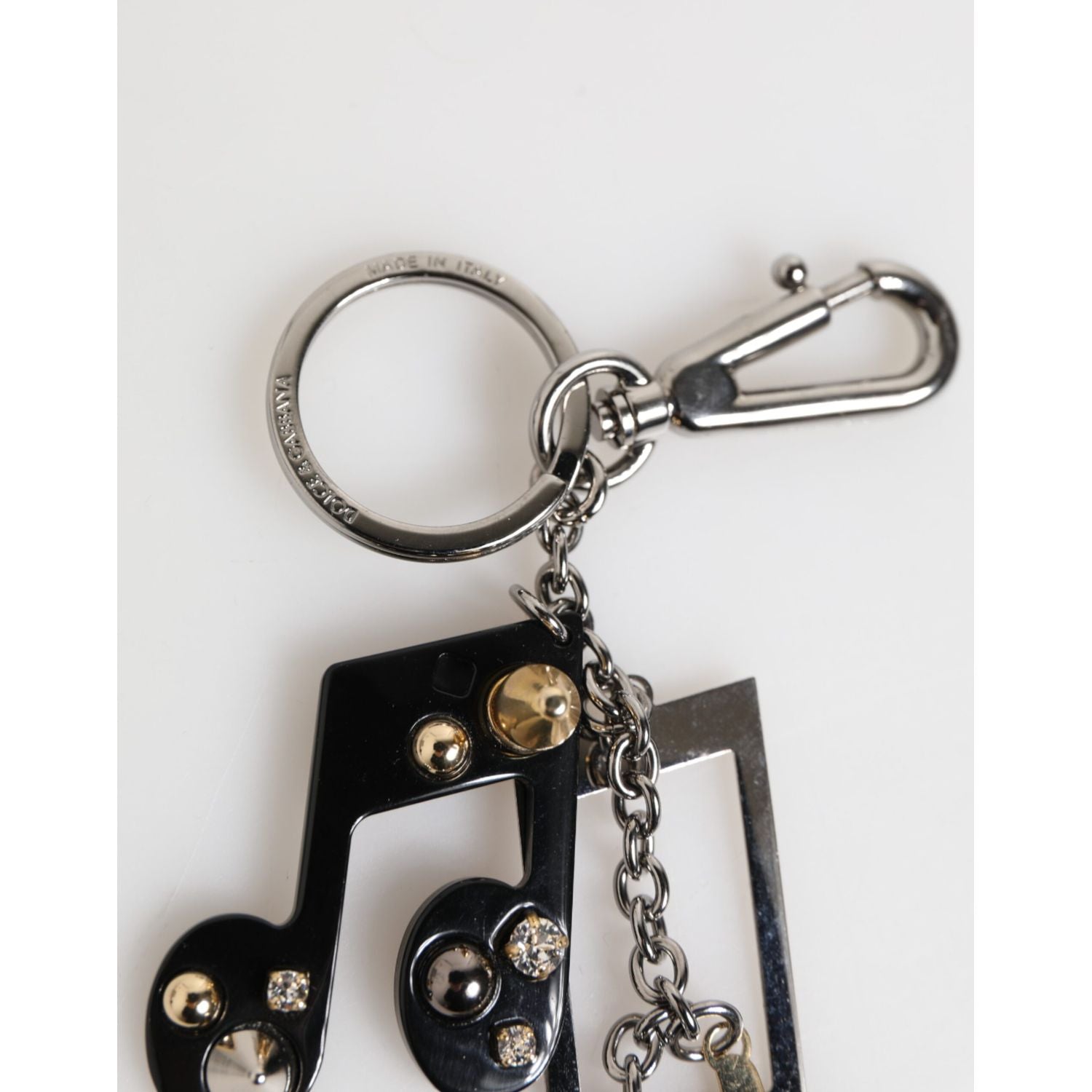 Dolce & Gabbana Silver Musical Note Key Holder Keychain Bag Charm Keyring