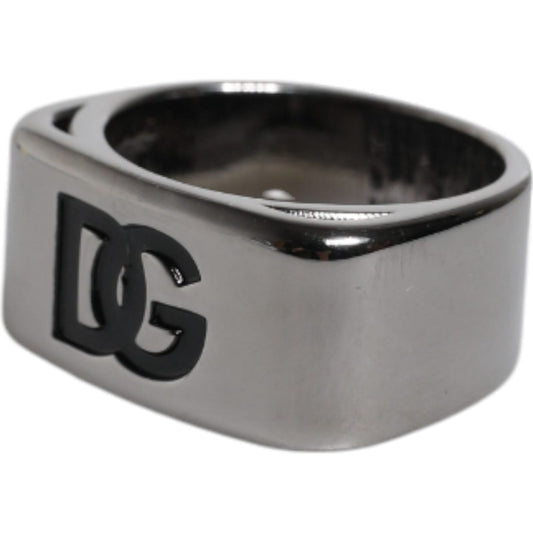 Dolce & Gabbana Silver Tone Brass Anello DG Logo Ring