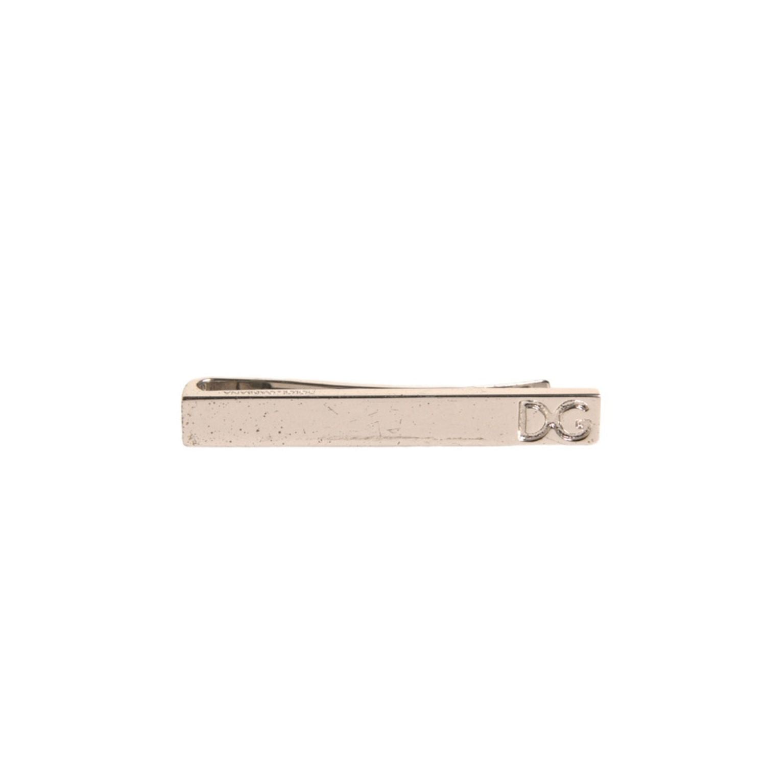 Dolce & Gabbana Silver Tone Brass Logo Branded Tie Clip Bar