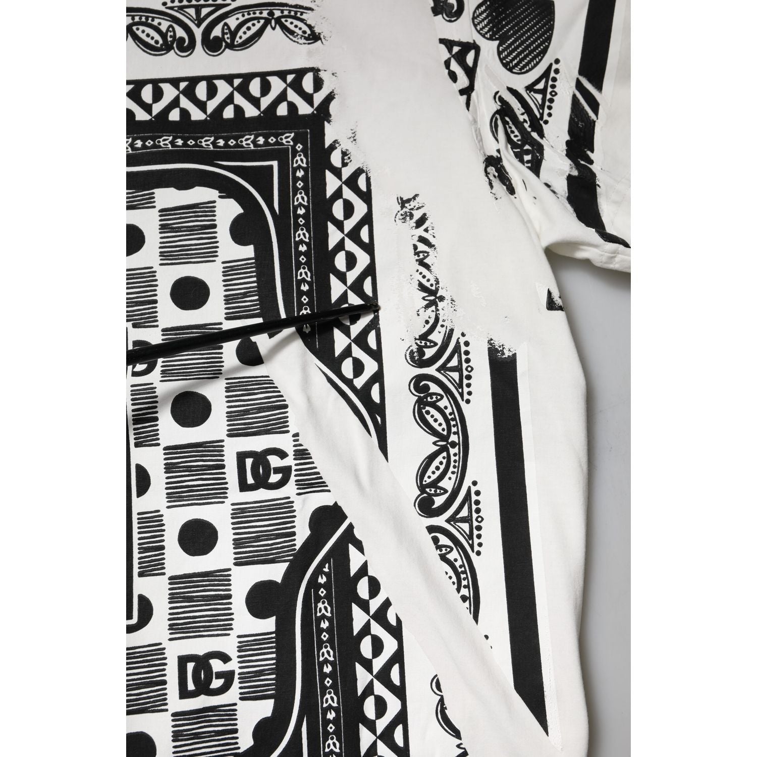 Dolce & Gabbana White Bandana Cotton Men Crew Neck T-shirt