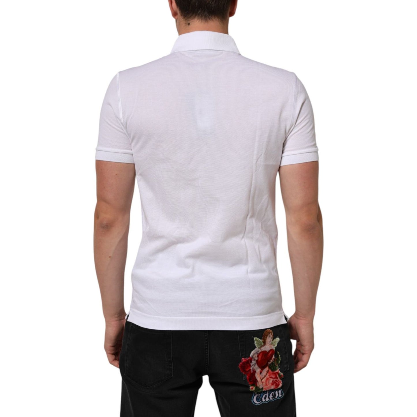 Dolce & Gabbana White Collared Short Sleeves Polo T-shirt