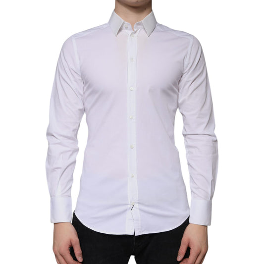 Dolce & Gabbana White Cotton Formal Men GOLD Dress Shirt