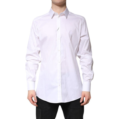 Dolce & Gabbana White Cotton GOLD Men Dress Formal Shirt