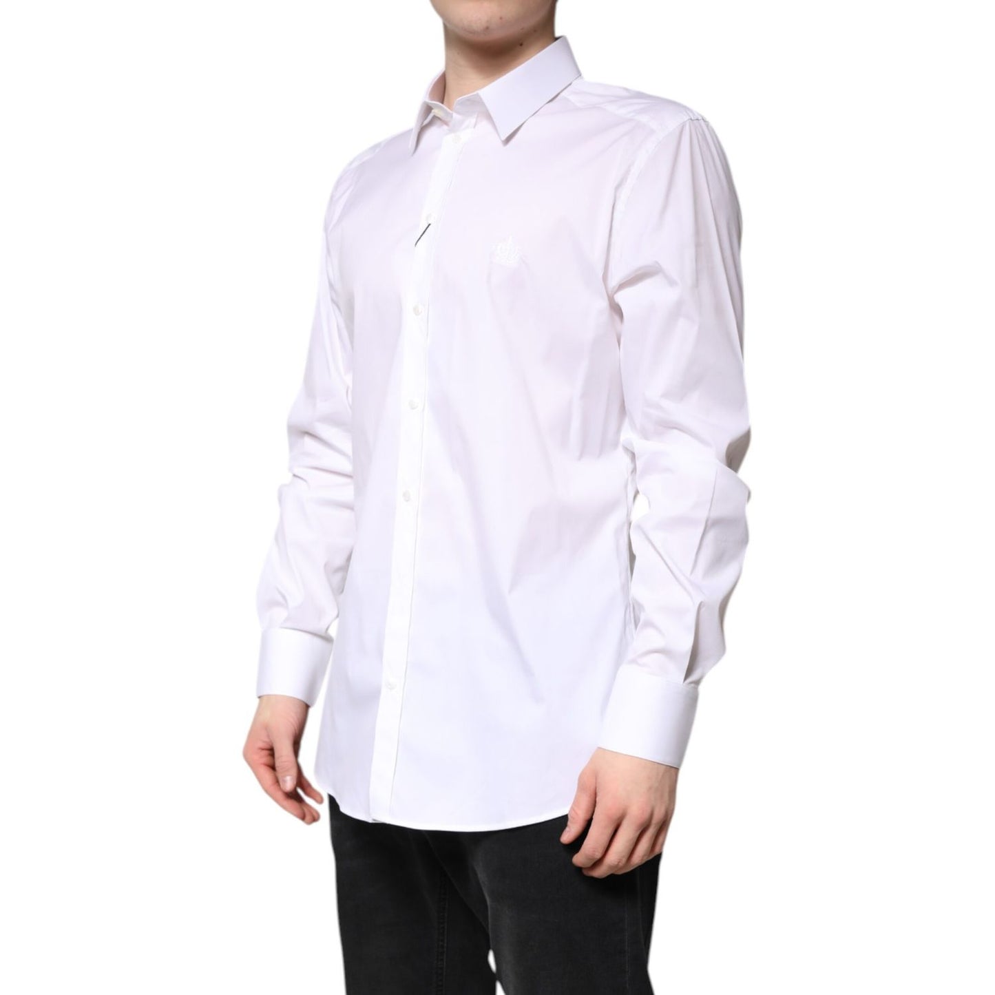 Dolce & Gabbana White Cotton GOLD Men Dress Formal Shirt