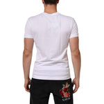 Dolce & Gabbana White Cotton Logo Patch V-neck Tee T-shirt