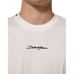 Dolce & Gabbana White Cotton Logo Print Crew Neck Men T-shirt