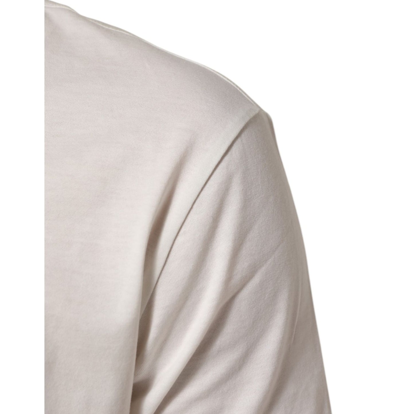 Dolce & Gabbana White Cotton Logo Print Crew Neck Men T-shirt