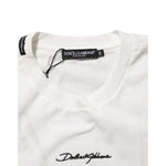 Dolce & Gabbana White Cotton Logo Print Crew Neck Men T-shirt