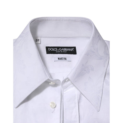Dolce & Gabbana White Cotton MARTINI Paisley Jacquard Shirt