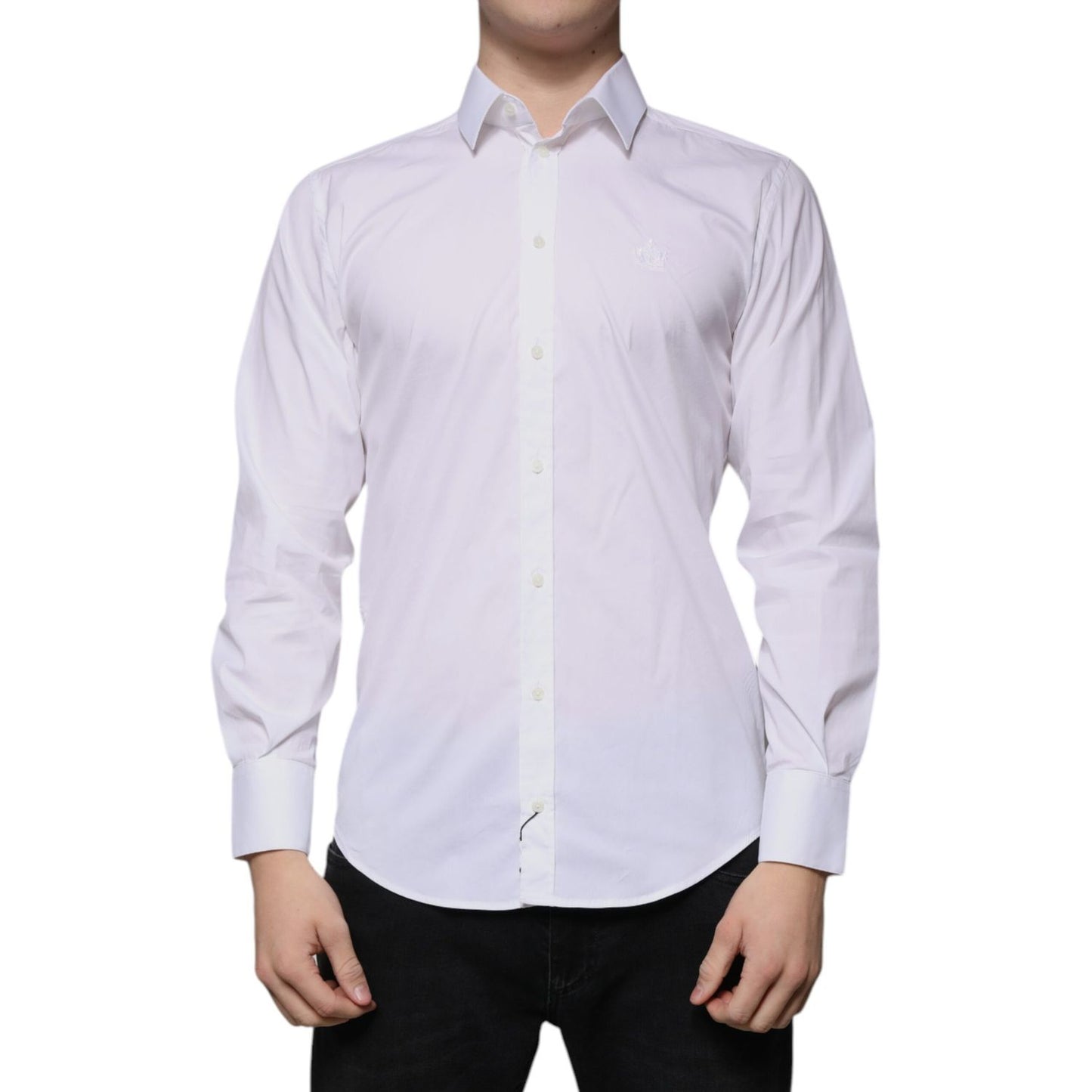 Dolce & Gabbana White Cotton Slim Fit Men MARTINI Dress Shirt