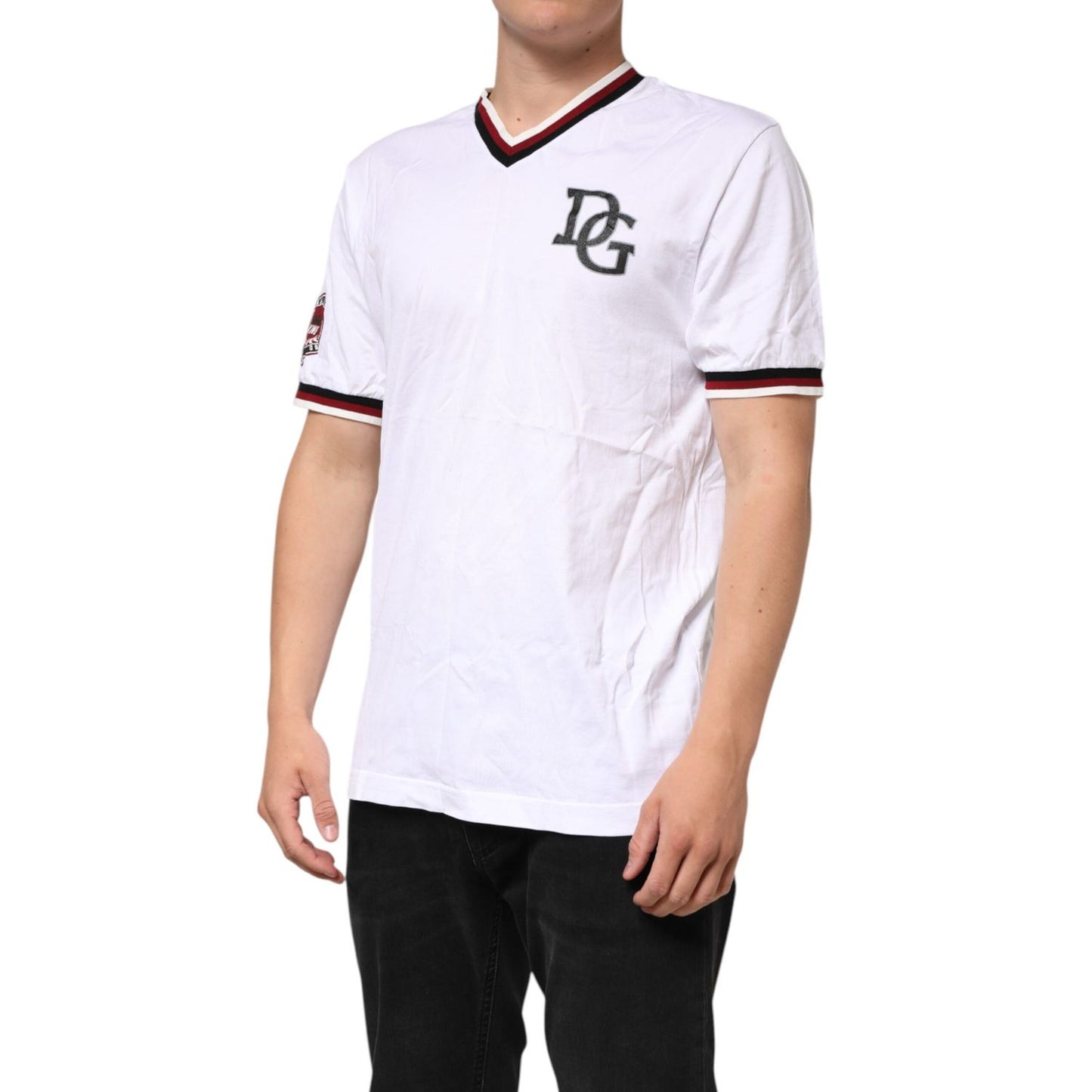 Dolce & Gabbana White #DGMillennials King Crown V-neck T-shirt