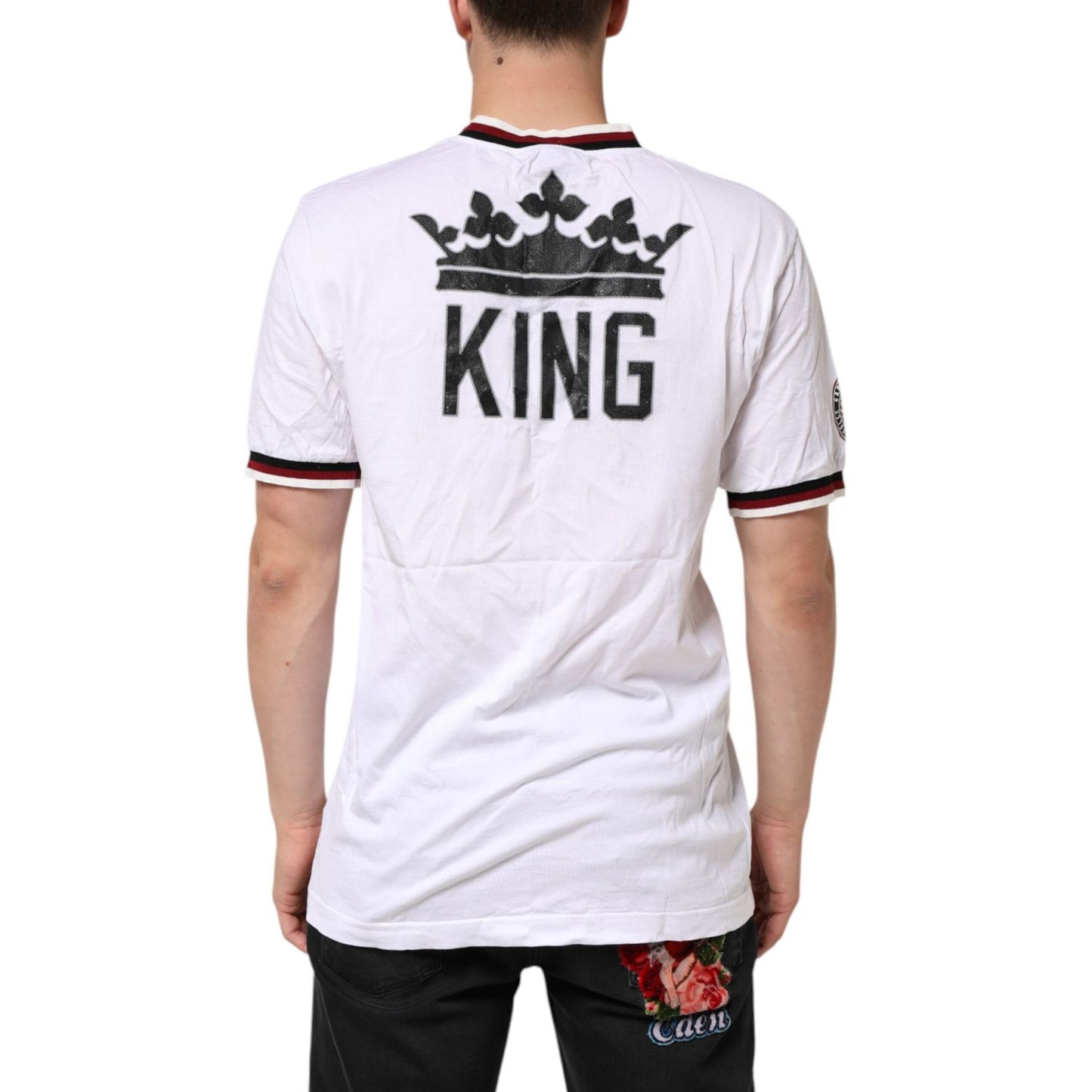Dolce & Gabbana White #DGMillennials King Crown V-neck T-shirt