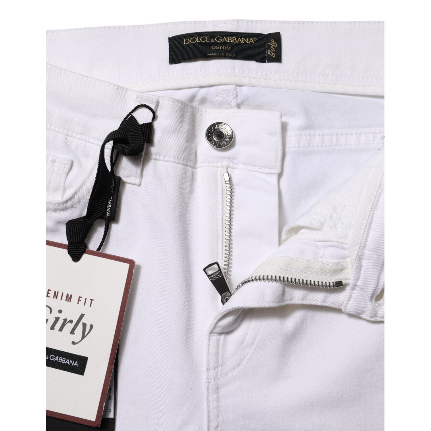 Dolce & Gabbana White Floral Embroidery GIRLY Denim Jeans