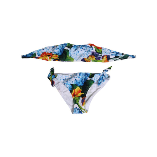 Dolce & Gabbana White Floral Swimsuit 2 Piece Top Bottom Swimwear