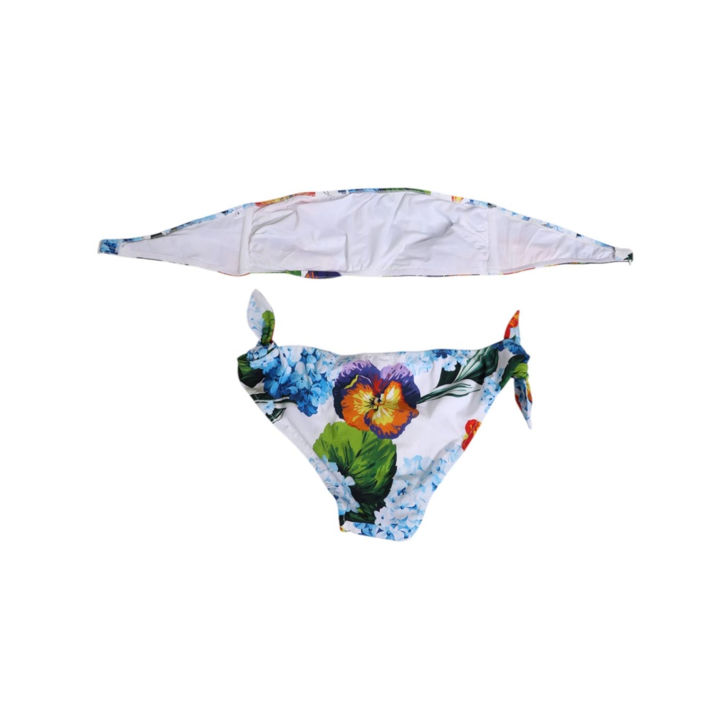 Dolce & Gabbana White Floral Swimsuit 2 Piece Top Bottom Swimwear
