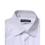 Dolce & Gabbana White GOLD Cotton Poplin Formal Dress Shirt