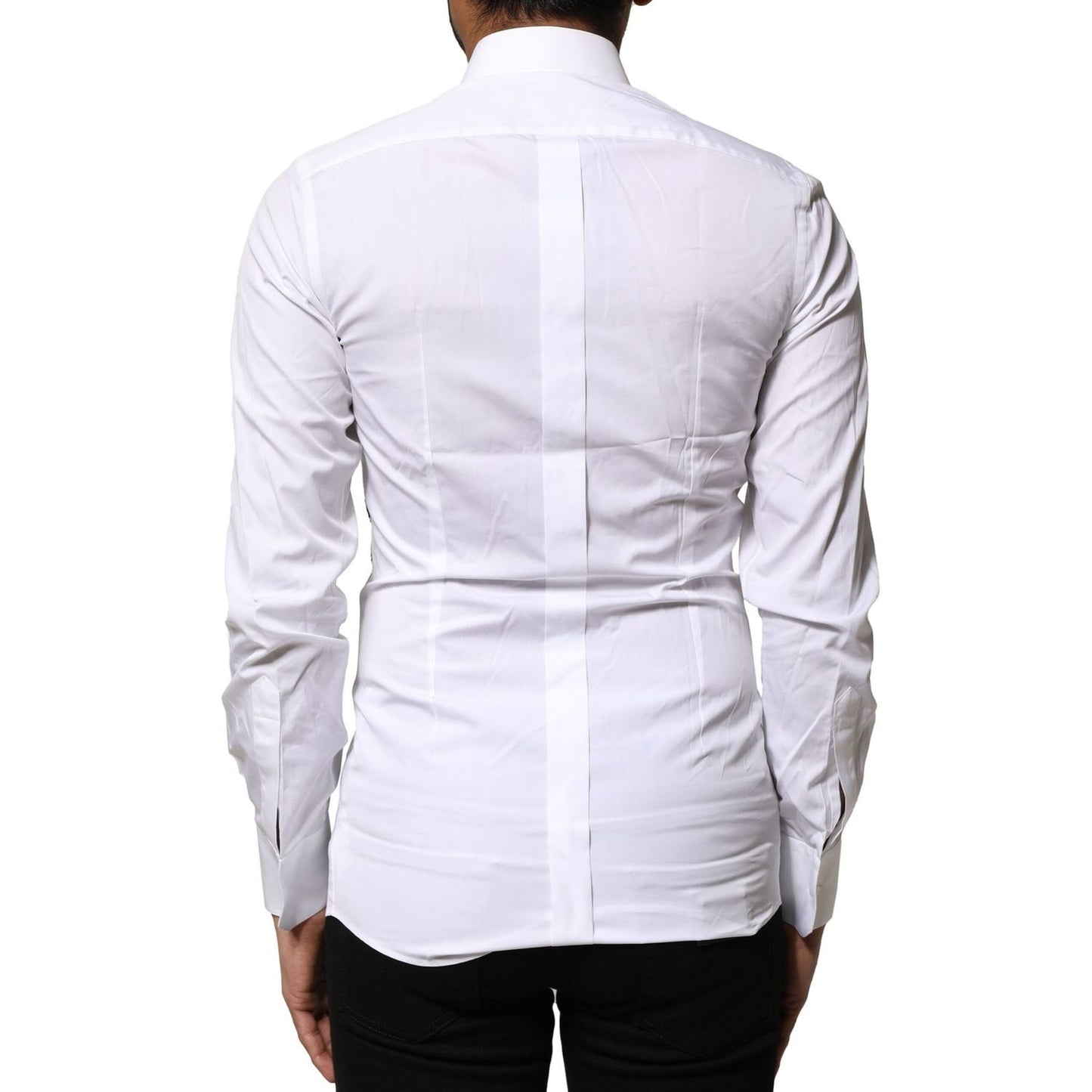 Dolce & Gabbana White GOLD Embroidery Detailed Dress Shirt