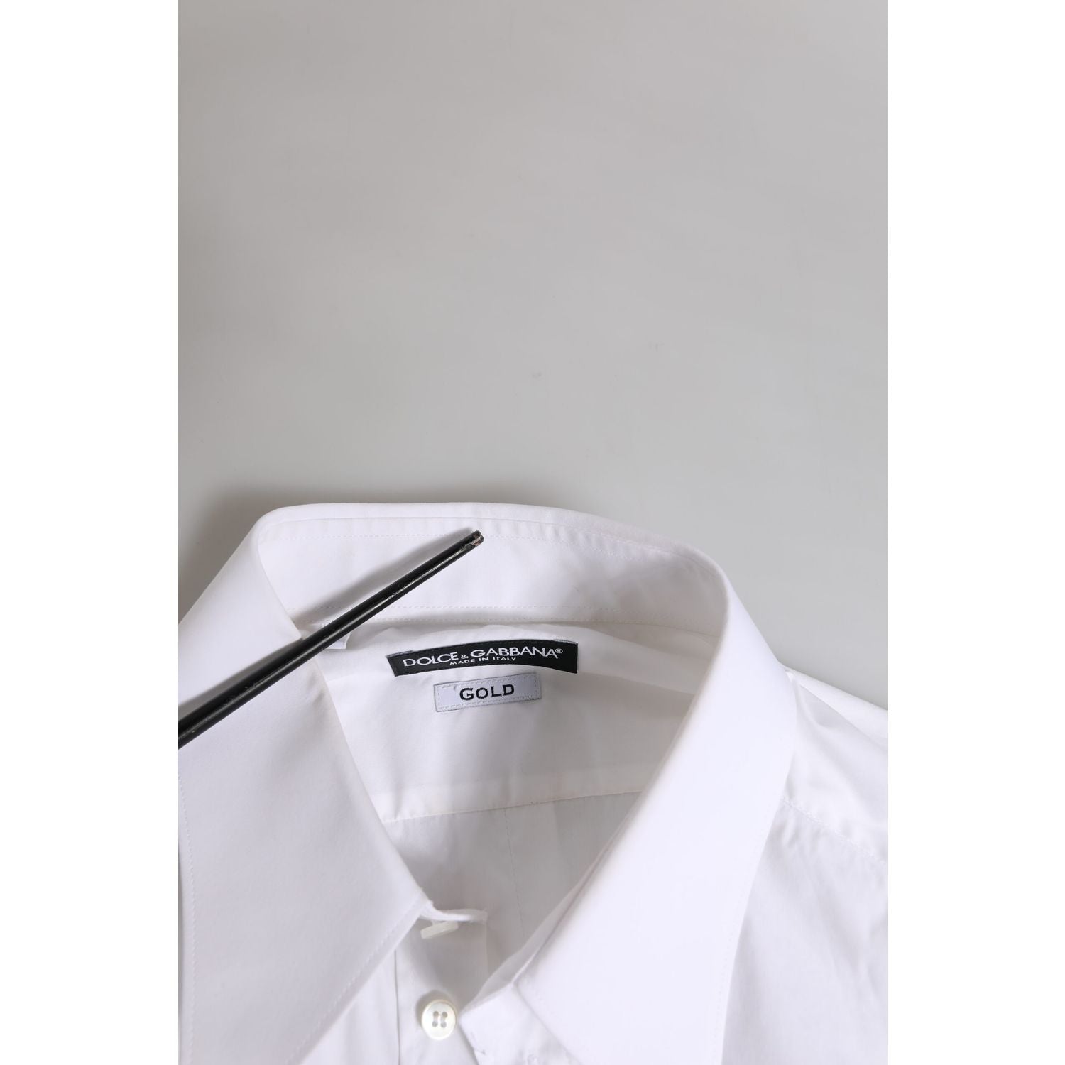 Dolce & Gabbana White GOLD Long Sleeve Dress Men Formal Shirt