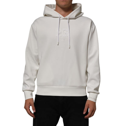 Dolce & Gabbana White Logo Hooded Men Sweatshirt Sweater