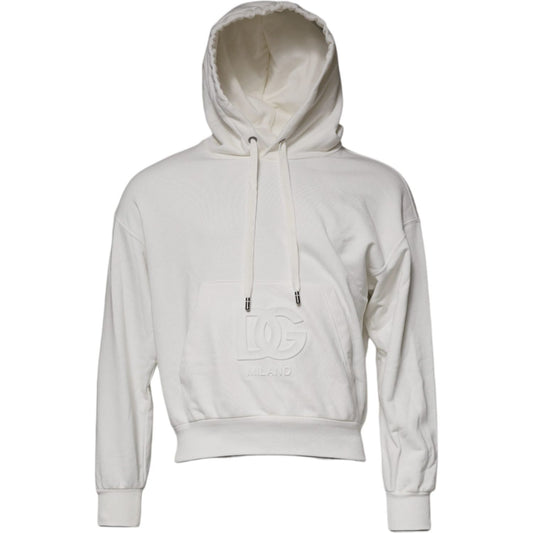 Dolce & Gabbana White Logo Hooded Pullover Men Sweatshirt Sweater