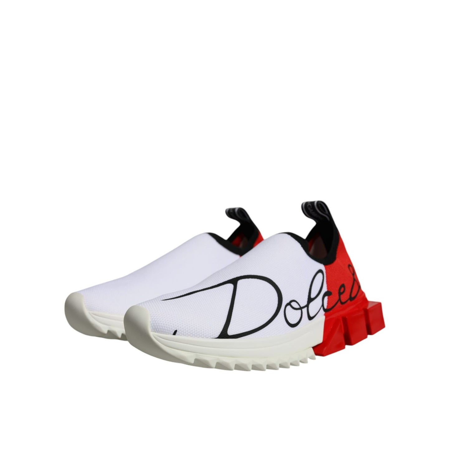 Dolce & Gabbana White Red Low Top Sorrento Men Sneakers Shoes, elegant design, featuring logo details and lace-up closure with minor defect.
