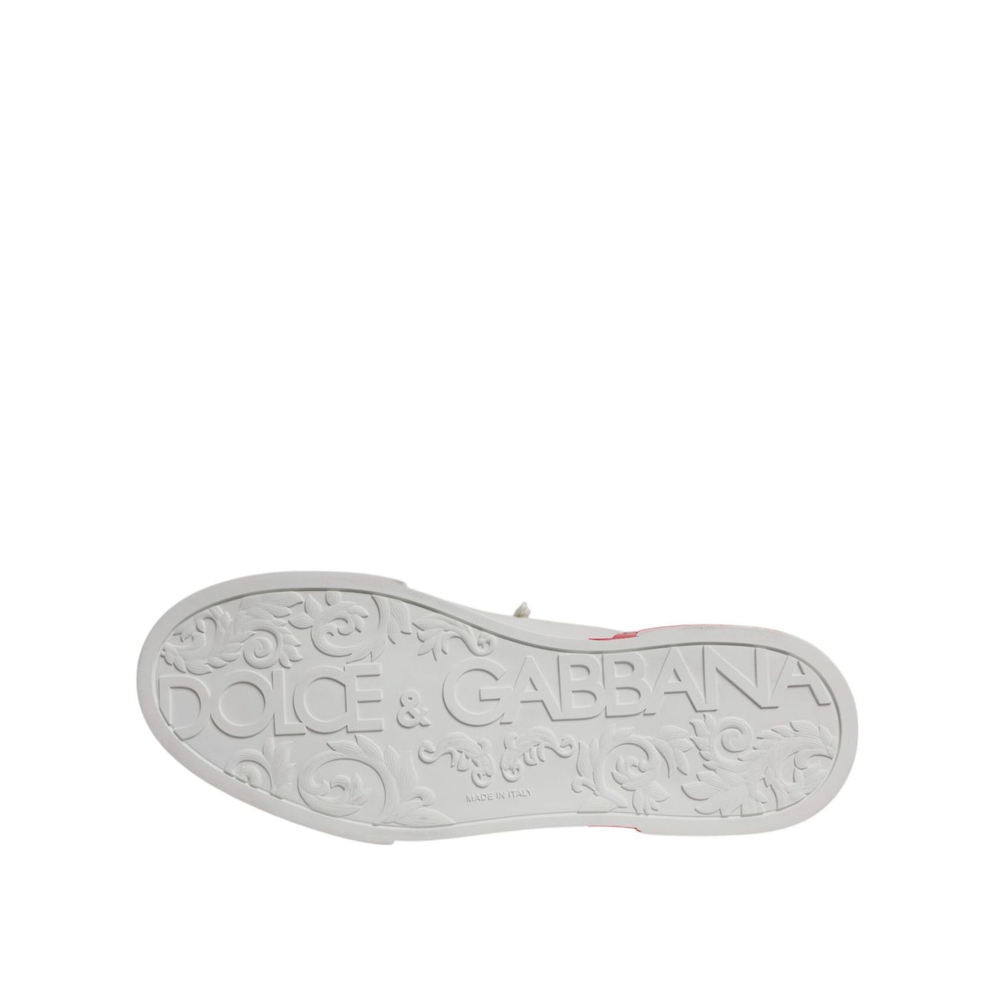 Dolce & Gabbana White Red Portofino Low Top Men Sneakers Shoes