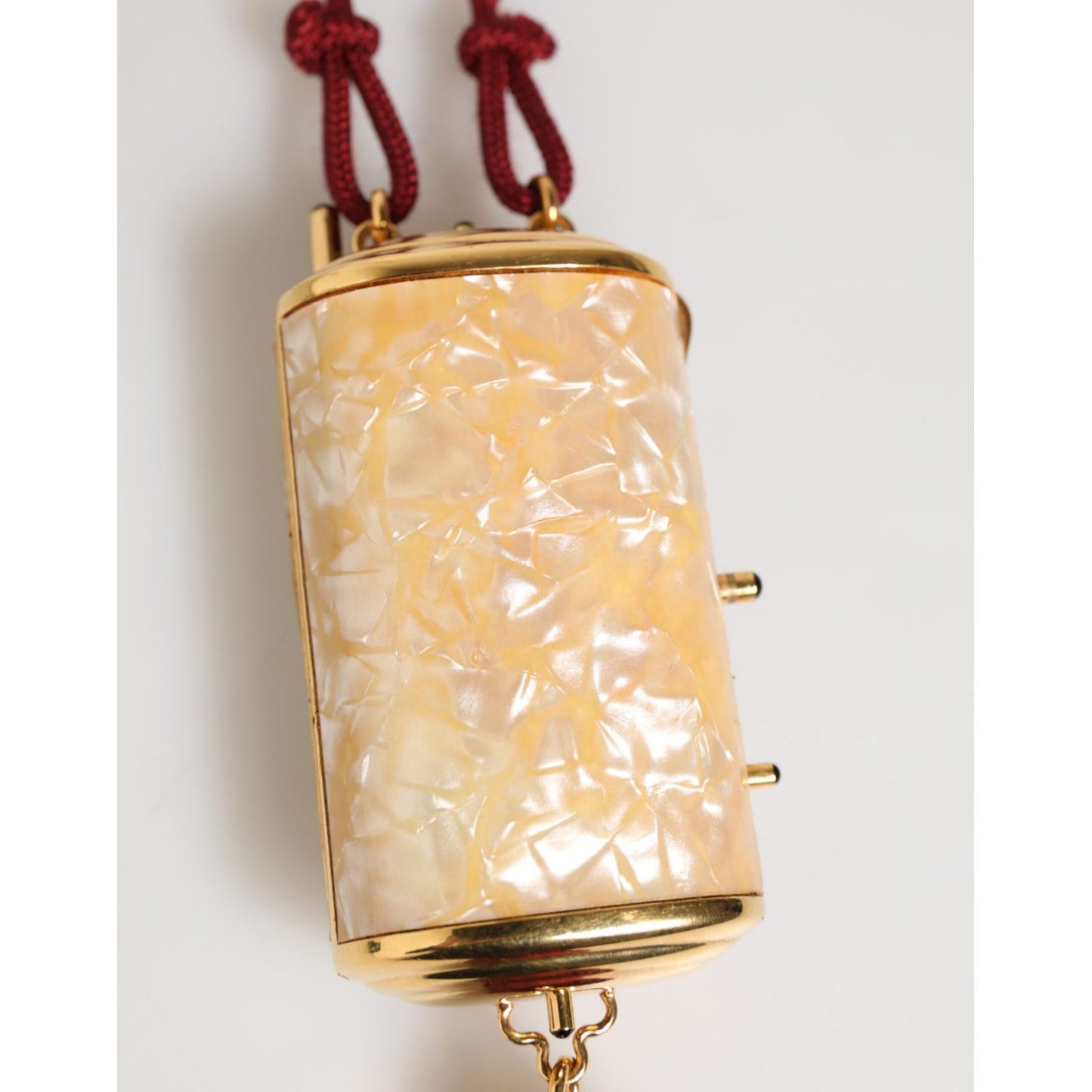 Dolce & Gabbana White Resin Gold Metal Crossbody Mini Purse Tassel Bag