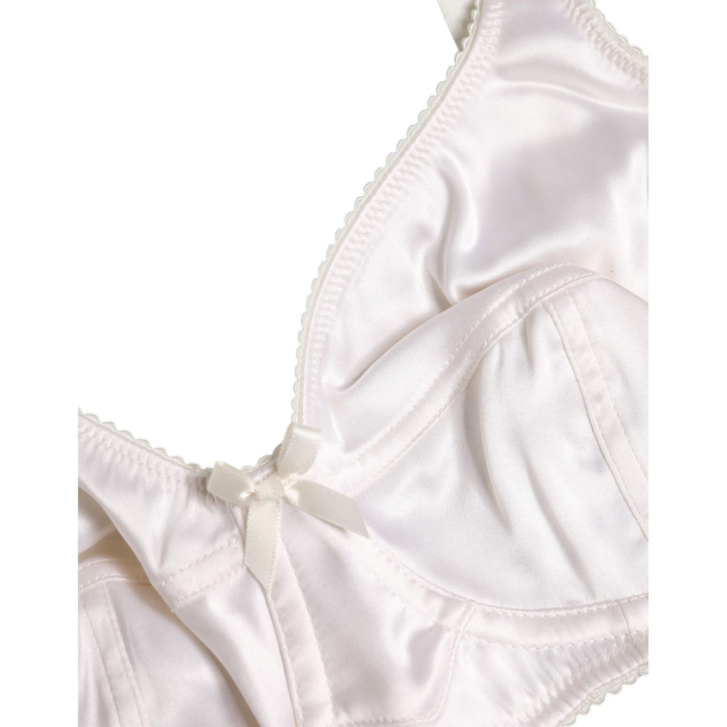Dolce & Gabbana White Silk Balconette Non Wire Bra Underwear