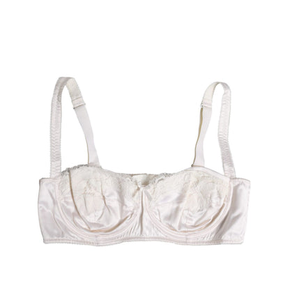 Dolce & Gabbana White Silk Underwired Balconette Bra Underwear