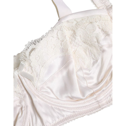 Dolce & Gabbana White Silk Underwired Balconette Bra Underwear