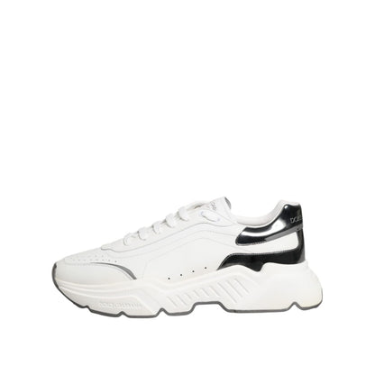 Dolce & Gabbana White Silver DAYMASTER Leather Sneakers Shoes