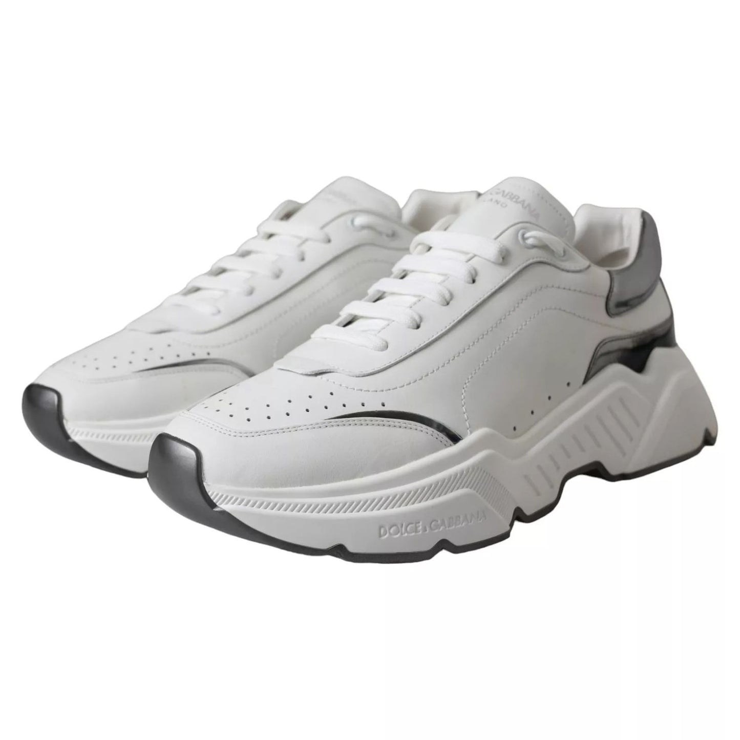 Dolce & Gabbana White Silver Leather Sport DAYMASTER Sneakers